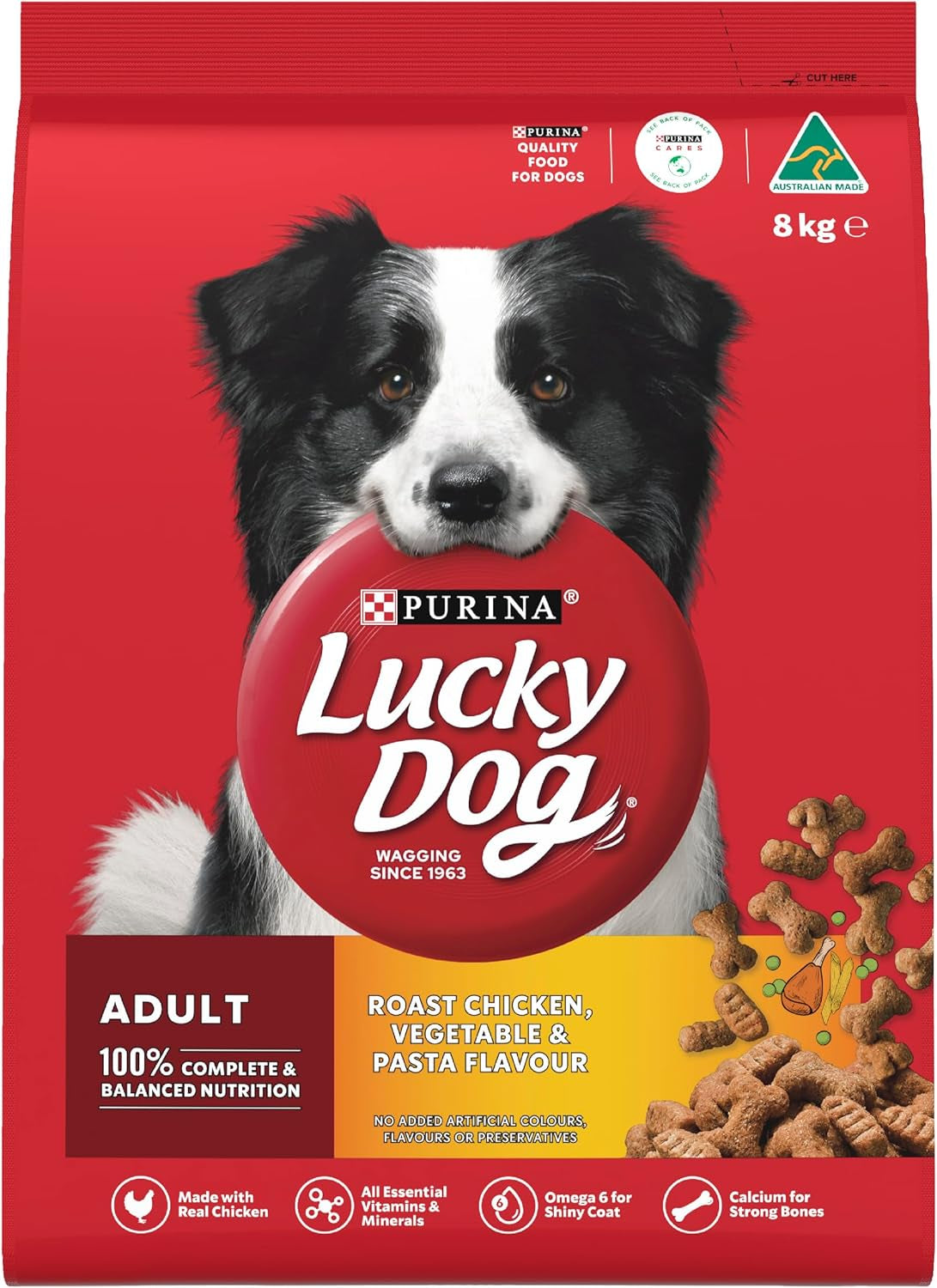LUCKY DOG Adult Dry Dog Food Roast Chicken Vegetable Pasta Flavour 8Kg